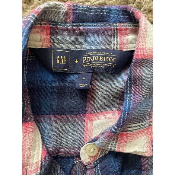 Gap + Pendleton Flannel Shirt, Blue And Pink Flannel, SUPER SOFT, Women’s Size M - Picture 2 of 8